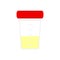 Analysis of urine. Plastic jar for analysis. Feces and urine collection container