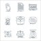 analytic investment line icons. linear set. quality vector line set such as scale, justice, vision, convergence, upload, award,