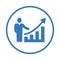 Analytics, career, growth icon. Blue vector graphics