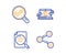 Analytics chart, Analytics and Copywriting notebook icons set. Share sign. Vector