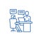 Analytics department line icon concept. Analytics department flat  vector symbol, sign, outline illustration.