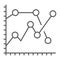 Analytics graph thin line icon, development