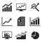 Analytics icon set on flat style.