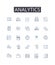 Analytics line icons collection. Data mining, Information retrieval, Business intelligence, Statistical analysis