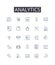 Analytics line icons collection. Data mining, Information retrieval, Business intelligence, Statistical analysis