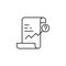 analytics, paper, magnifier line icon on white background