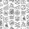 Analytics seamless pattern with thin line icons: diagram, chart, statistics, pyramid, business analysis. Modern vector