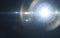 Anamorphic blue lens flare isolated on black background for overlay design