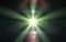 Anamorphic green lens flare isolated on black background for overlay design or screen