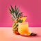 Ananas Margarita Cocktail on Pink Background, Pineapple Mocktail, Party Coctail, Abstract Generative AI Illustration