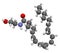 Anandamide endogenous cannabinoid neurotransmitter molecule. 3D rendering. Atoms are represented as spheres with conventional