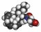 Anandamide endogenous cannabinoid neurotransmitter molecule. 3D rendering. Atoms are represented as spheres with conventional