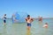 Anapa, Russia, July, 16, 2017. Children swiming in the Black sea in Anapa