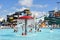 Anapa, Russia, July, 18, 2018. People swiming in Aquapark `Golden beach` in Anapa in July