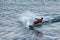 Anapa, Russia. Man snowboarding in the water skiing marine Park in Anapa