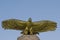 Anapa, Russia - May 10, 2019: Close-up of Stella monument Soaring Eagle with the word beginning of the Caucasian mountains set in