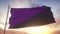 Anarcha feminism flag waving in the wind, sky and sun background