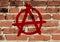 Anarchy sign on brick wall texture,