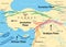 Anatolian Plate map, separated from the Eurasian and Arabian Plate