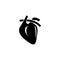 Anatomical Heart, Muscular Humans and Animals Organ. Flat Vector Icon illustration. Simple black symbol on white background.