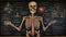 Anatomical Insight: Detailed Human Skeleton Drawing on a Blackboard