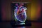 Anatomical model of human heart, ai illustration. Heart hologram