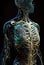 anatomical structure of human body cyborg of future with artificial intelligence