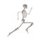 Anatomically correct skeleton running flat vector isolated on white background.