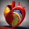 Anatomy of Hucyborg Heart on medical background. 3d render. Generative Ai.