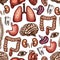 Anatomy seamless pattern background of human organ