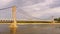 Ancenis, France. Time lapse at suspension bridge over the river Loire