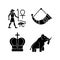 Ancestors heritage black glyph icons set on white space