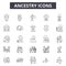 Ancestry line icons, signs, vector set, linear concept, outline illustration