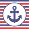 Anchor blue card with red and blue stripes