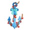 Anchor, bow with Christmas ball for decoration on Nautical Christmas concept