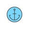 Anchor in a circle filled outline icon