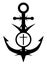 Anchor with cross, tribal, nautical tattoo, isolated.