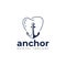 Anchor dental implant logo, modern dentistry office vector