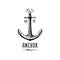 Anchor engraved vintage in old hand drawn or tattoo style, drawing for marine, aquatic or nautical theme, wood cut, blue