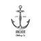 Anchor engraved vintage in old hand drawn or tattoo style, drawing for marine, aquatic or nautical theme, wood cut, blue