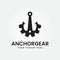 Anchor with gear vector icon pirate boat logo helmet Nautical maritime simple symbol illustration