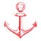 Anchor icon. Nautical vector isolated white, red