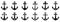 Anchor icon. Various shapes of anchors. Set of black anchor icons