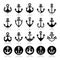Anchor icons set - symbol of sailors, sea, and Christian symbol of hope