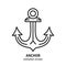 Anchor line icon. Vector symbol of shipping, navigation, sailing. Editable stroke