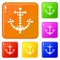 Anchor from points icons set vector color