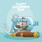 Anchor and related icons of Happy columbus day design