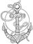 Anchor and rope coloring book vector illustration