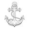 Anchor with rope. Outline drawing