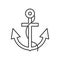 Anchor and rope outline icon on white background